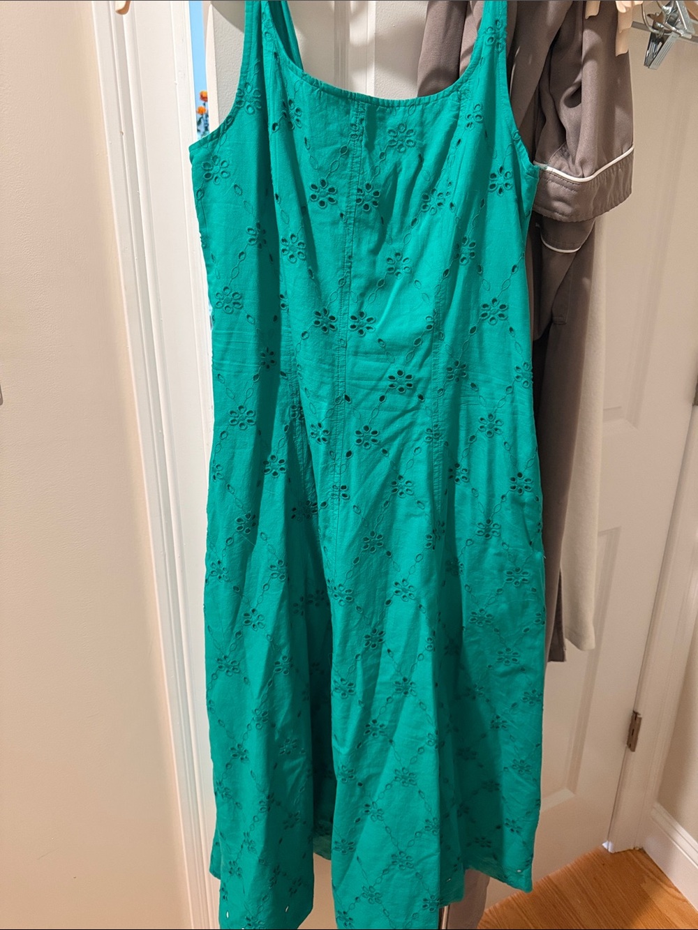 J. Crew Women's green Eyelet dress midi